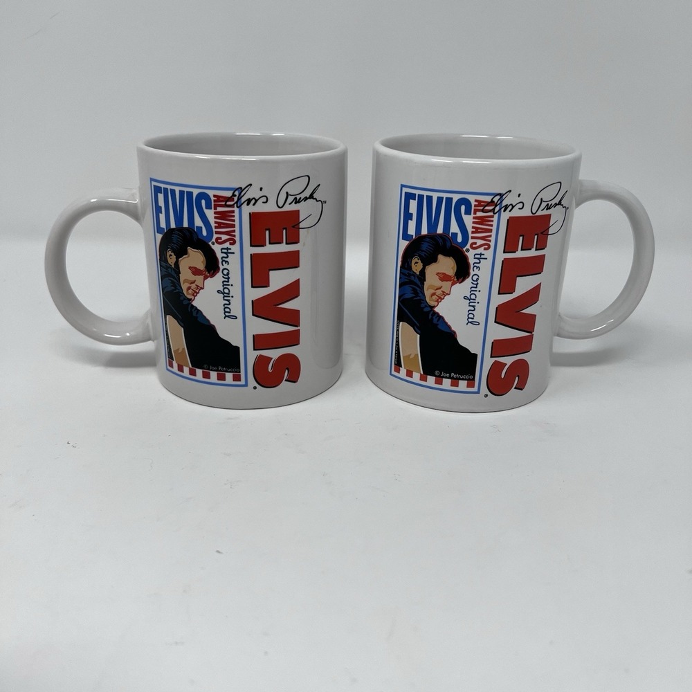 2 Elvis Presley Coffee Mugs   "Always The Original" Joe Petruccio Art Ceramic